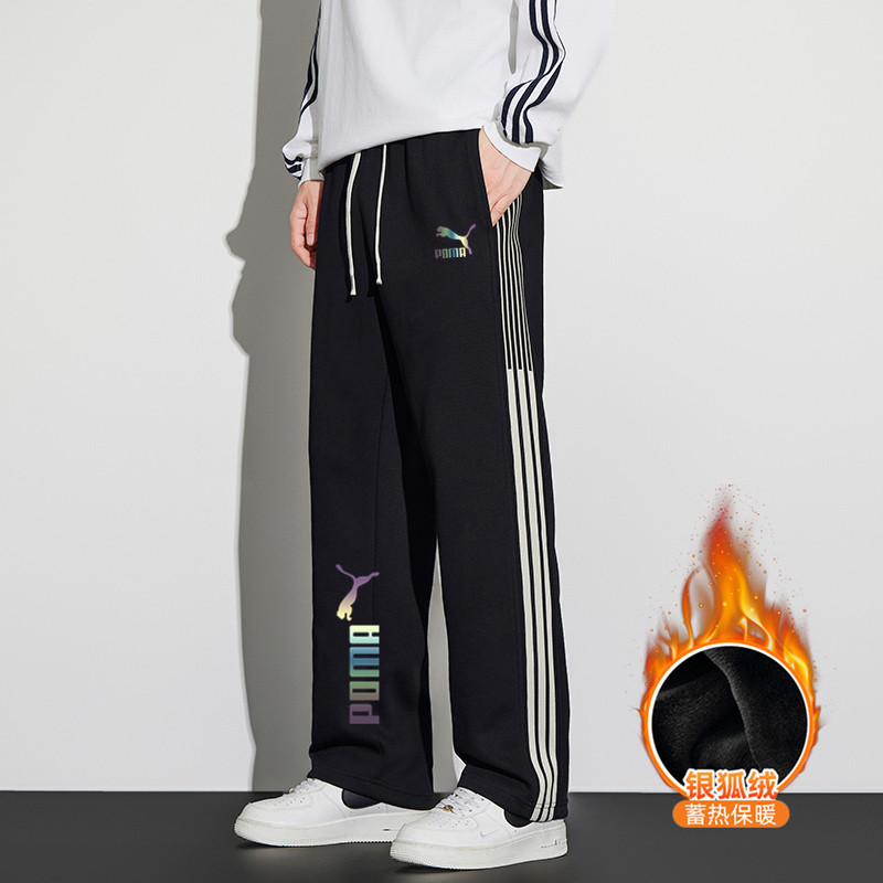 奥特莱斯2025秋冬季纯棉运动裤卫裤男中学生加绒灰色直筒休闲裤女