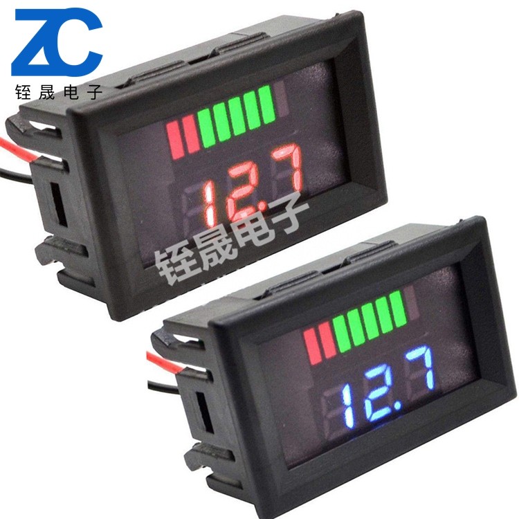 7-100V 6V9V12V24V36V48V电动车锂电池电瓶电压电量表数显表头