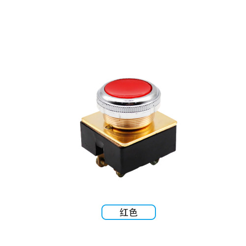 LA2-J按钮开关自复位控制 平头平钮蘑菇头安装口径30MM红色绿色