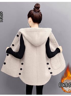 加大码马甲女秋冬连帽无袖百搭羊羔绒马夹中长款坎肩背心宽松外套