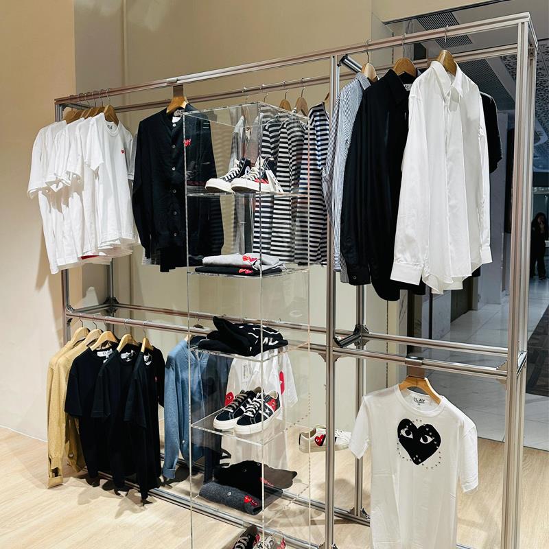 简约铝型材买手店衣架服装挂衣架服装店展示架创意正挂服装陈列架