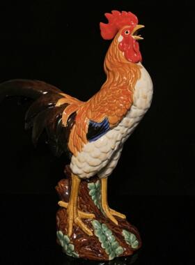 石湾公仔陶瓷公鸡摆件玄关电视柜客厅家居生肖装饰品招财镇宅风水