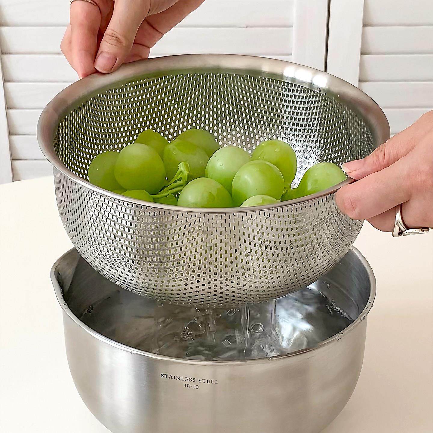 不锈钢过滤盆家用厨房焯水打蛋烘焙备菜多功能沙拉盆沥水储物篮子,餐饮具,洗菜盆/沥水篮/漏水筛,淘宝优惠券,粉丝福利购,淘宝优惠卷