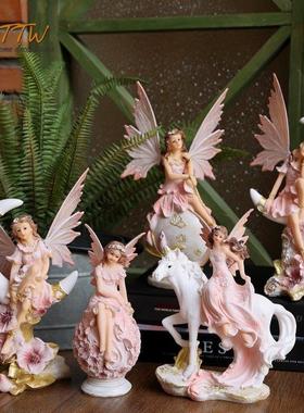 欧式创意公主花仙子女孩桌面摆件客厅书房少女心梳妆台装饰品礼物