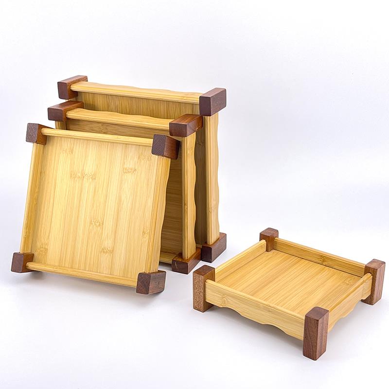 沙比利实木质高脚茶杯器托盘长方形正方形复古中国风创意餐具摆件