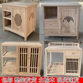 北榆木新中式 茶水柜餐柜简约收纳柜办公室茶台置物柜白坯实木