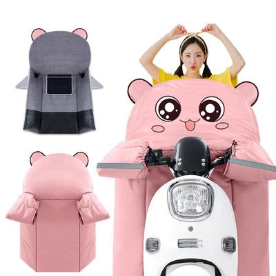 电动车挡风被秋冬季双面防水加绒加中厚小电瓶车防风罩可爱四季款