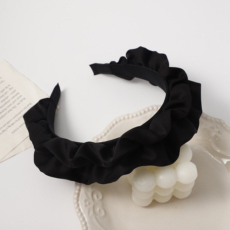 厂家高颅顶大肠发箍发饰涤纶气质法式褶皱头箍洗脸发箍