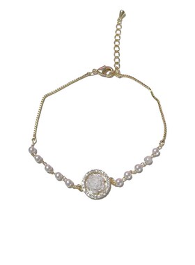 锆石花朵圆环珍珠可调节手链个性气质轻奢手串小众设计感手饰