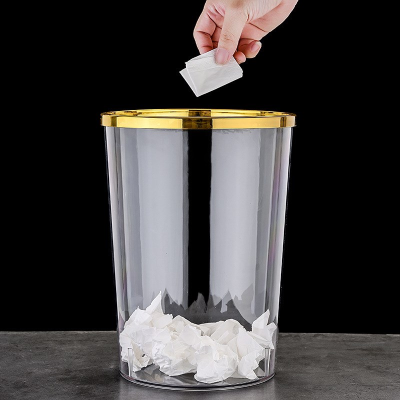 家用轻奢创意透明垃圾桶 爆款厨房纸篓垃圾桶 塑料网红办公垃圾桶