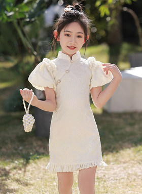 女童旗袍2d023新款改良国风唐装高端国潮儿童走秀演出服礼服夏季