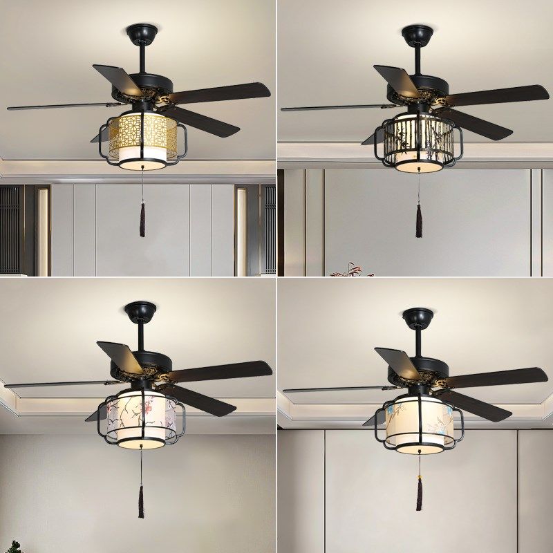 新中式吊扇灯变频静音客厅家用一体风扇灯餐厅复古电扇吊灯大风力,家装灯饰光源,风扇灯,淘宝优惠券,粉丝福利购,淘宝优惠卷