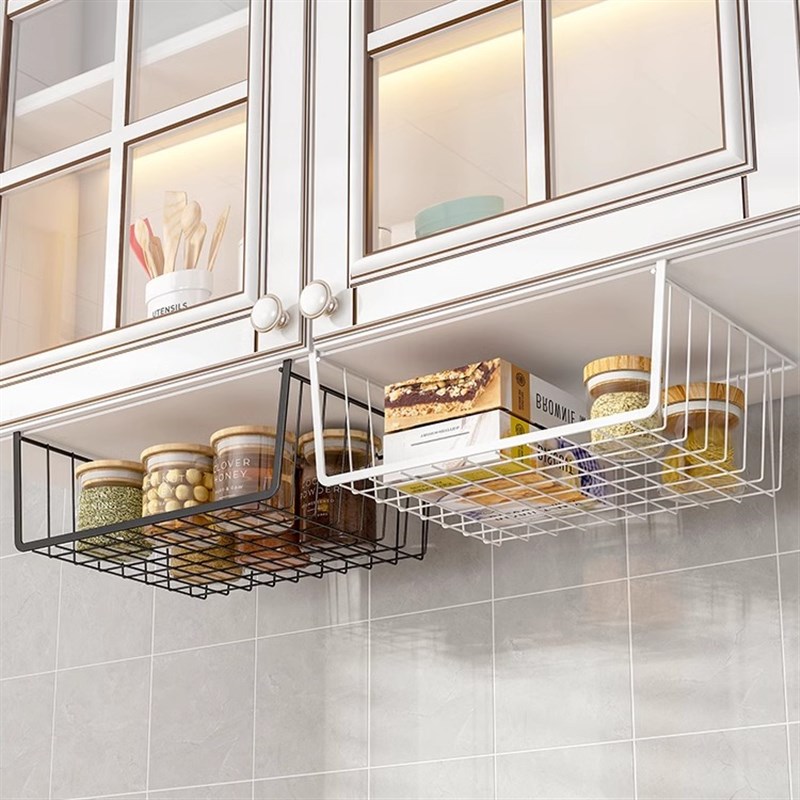 厨房置物架桌下收纳挂篮衣柜隔板分层储物悬挂置物架