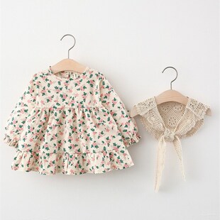 4岁3小宝宝纯棉裙子洋气碎花公主裙 连衣裙2024婴儿1 女童秋装 新款