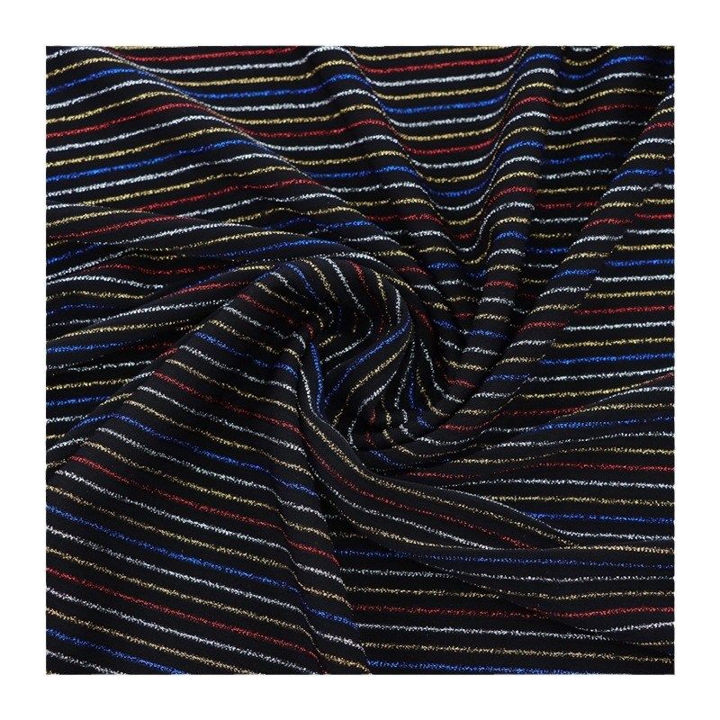 锦氨高弹170g金银丝楼梯条面料 舞服连衣裙吊带针织布料现货