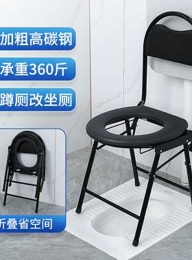 摺叠坐便椅孕妇厕所坐便凳老年人坐便器可移动家用可携式马桶椅子