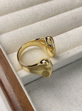 2024新款简约经典光面圆弧开口戒指小众设计高级轻奢可调节指环女