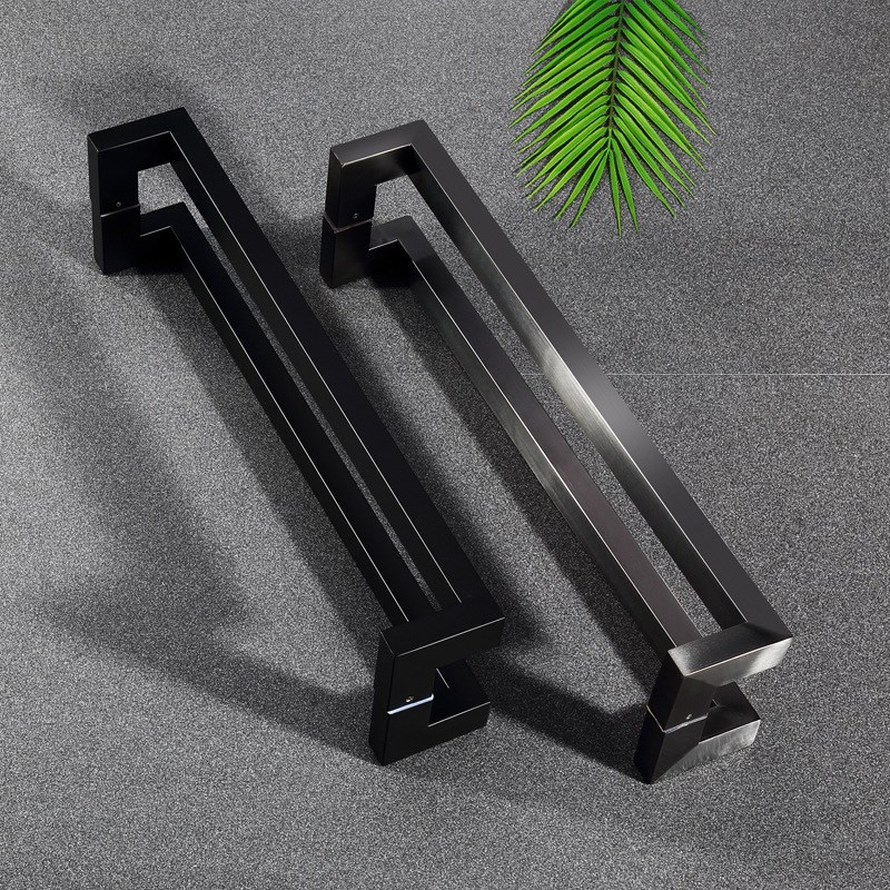 不锈钢拉手方管双弯玻璃门拉手黑色大门把手有框门手把厂家