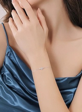 2024新品百搭镶钻十字架手链 极简金色O字链爱心吊坠手链女士饰品