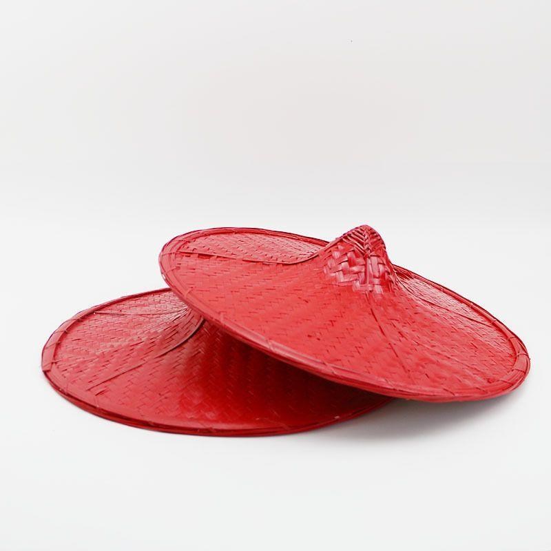 傣族舞蹈竹编斗笠红色花腰帽子儿童节目表演大人少数民族舞台道具