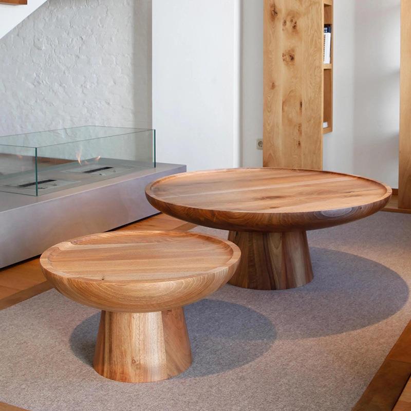 户外实木茶几木墩设计师阳台小茶几室外藤沙发角几柚木边几小圆台