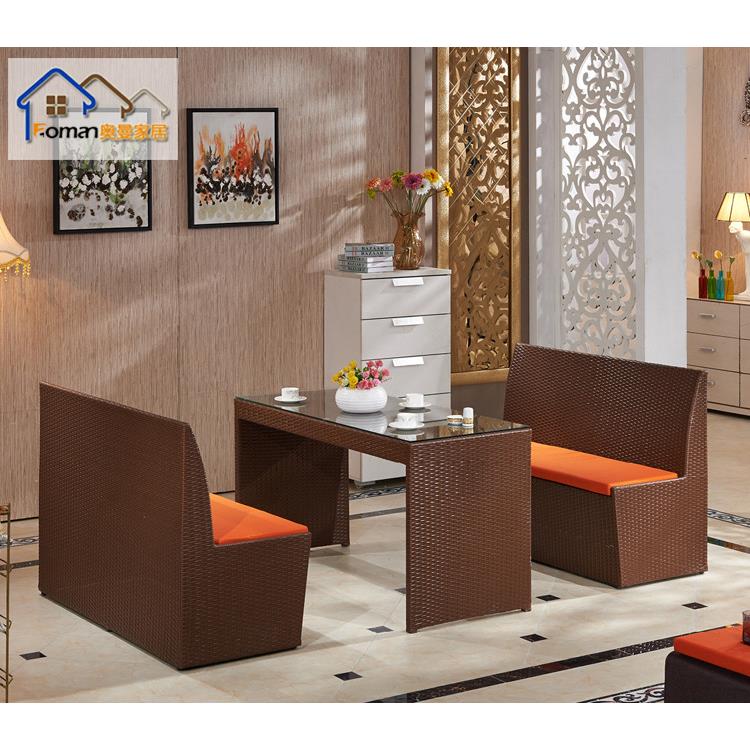 户外餐桌椅 藤编卡座餐厅休闲藤桌椅沙发 藤编椅子茶几双人