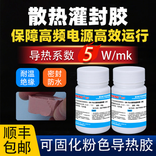 GUINING硅宁高导热灌封胶GN7055有机硅可固化粉色绝缘耐高温变压器高频电路板温度传感器探头散热电子密封胶
