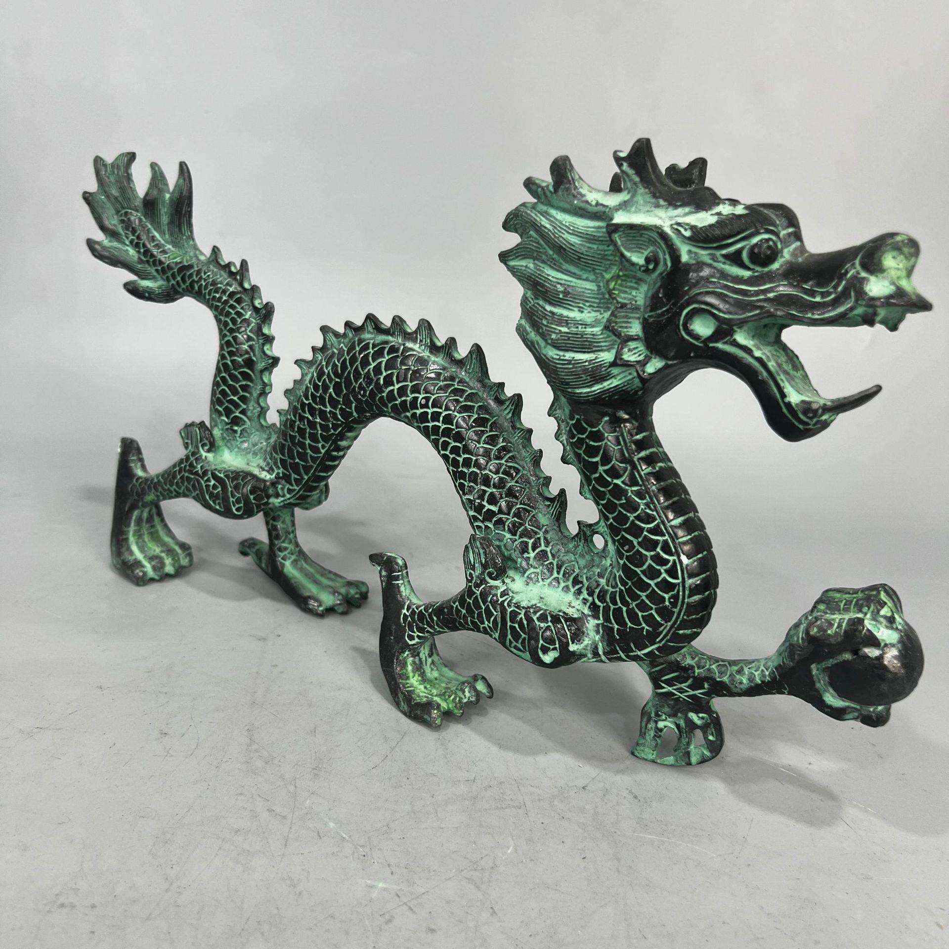青铜龙抓珠摆件青铜器铜龙生肖装饰品铜器青