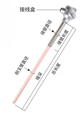 热电偶K型WRN-122WRN-132刚玉管陶瓷热电偶1300度高温砖窑炉测温