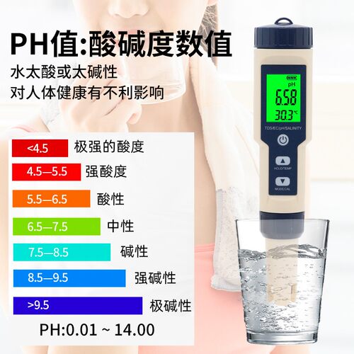 9909五合一ph/ec/tds/盐度/温度水质笔酸碱度电导率硬度测试笔