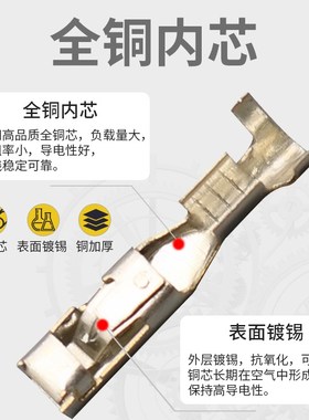 DJ622-F2.8A/B铜端子 车用接插件 接线插片插簧插针 镀锡15304720