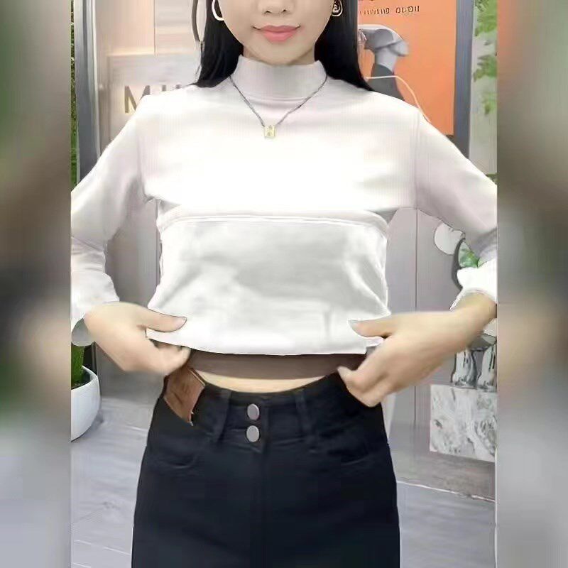 莫代尔银狐绒秋冬保暖立领长袖打保暖上装