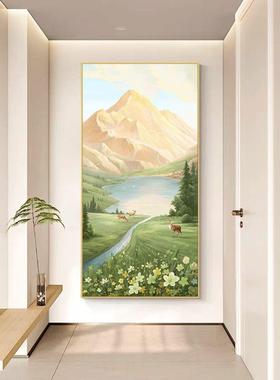 FG3日照金山入户玄关装饰画风景山水画高级感大芬油画村走廊过道