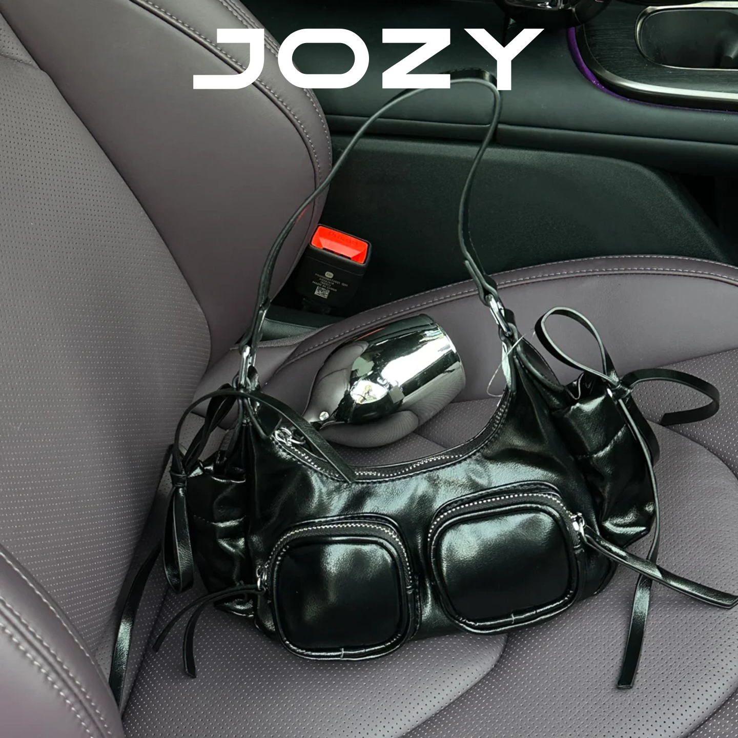 油蜡皮辣妹风口袋机车包