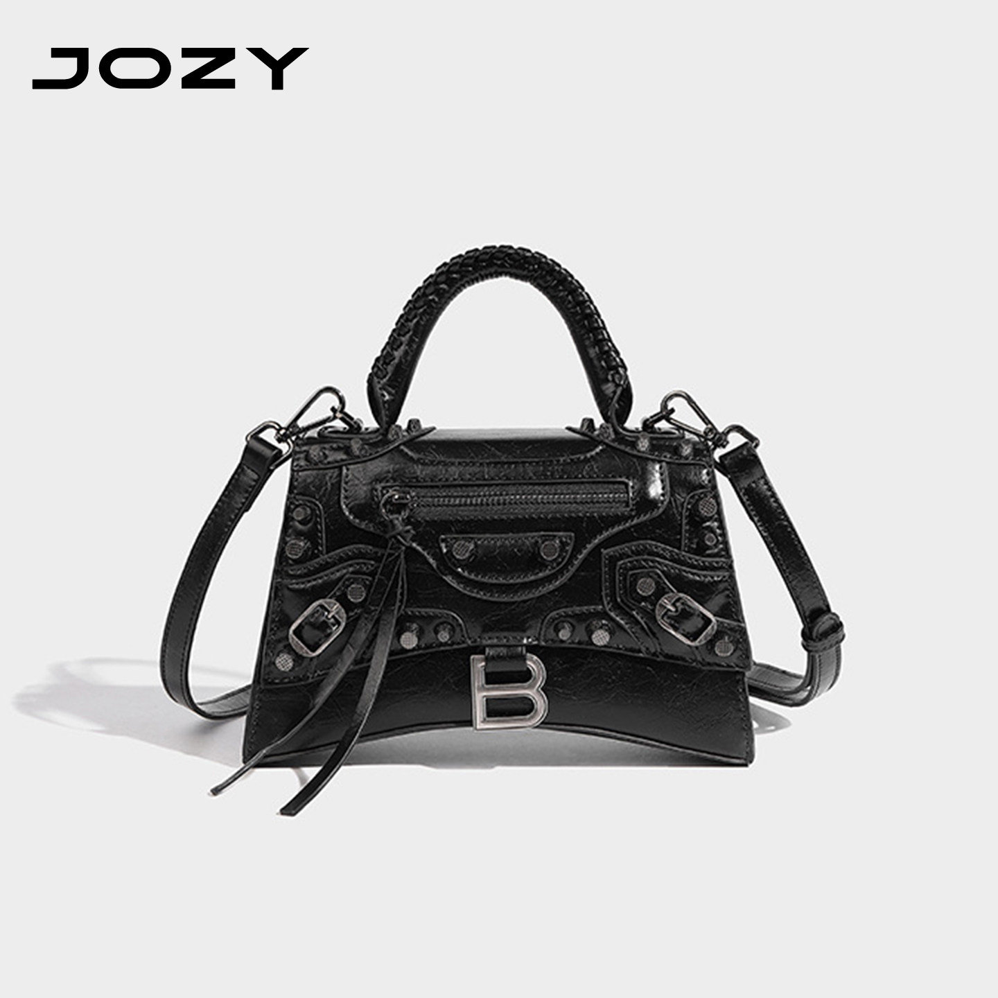 JOZY巴黎复古机车包辣妹风铆钉迷你小方包高级感包包女手提斜挎包