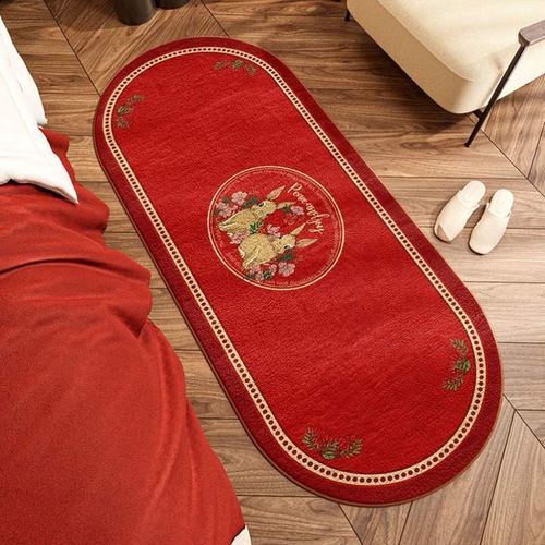 新年2023垫家用飘窗客厅v新款毛毯地毯卧室兔年红色毯床边地垫床