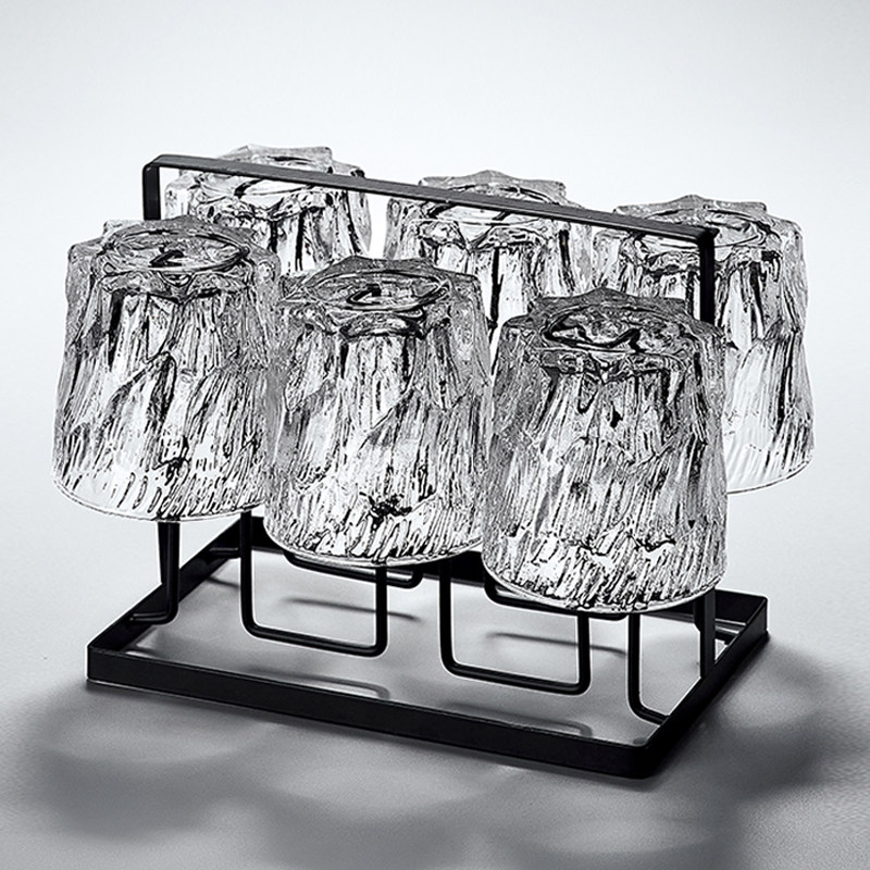 复古冰川玻璃杯水杯子家用加厚待客喝水套装轻奢啤酒杯茶杯