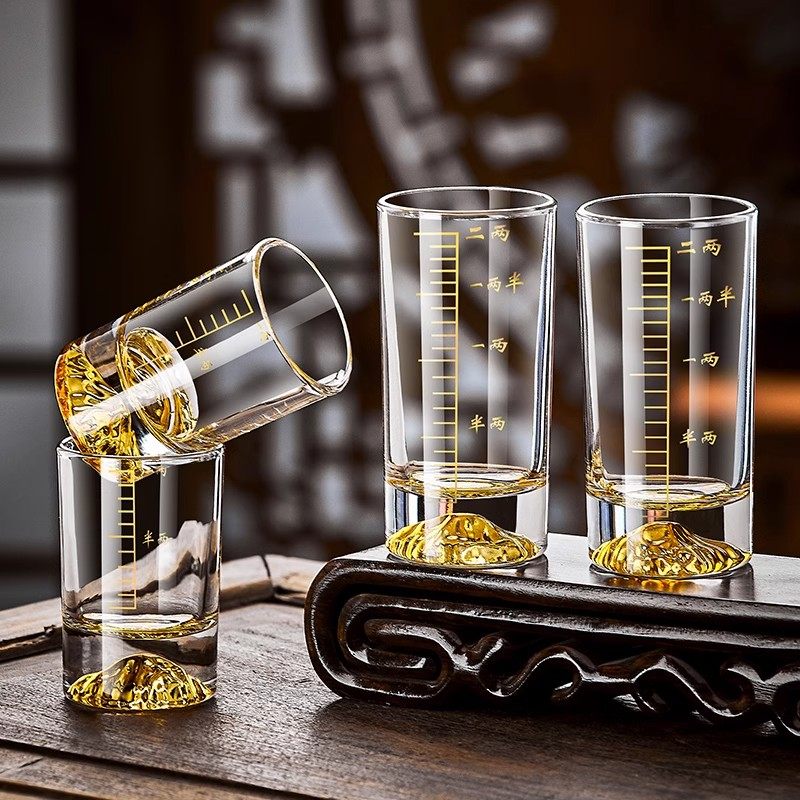 金山白酒杯水晶二两一两100ml酒盅带刻度2两蓝山烈酒杯家用