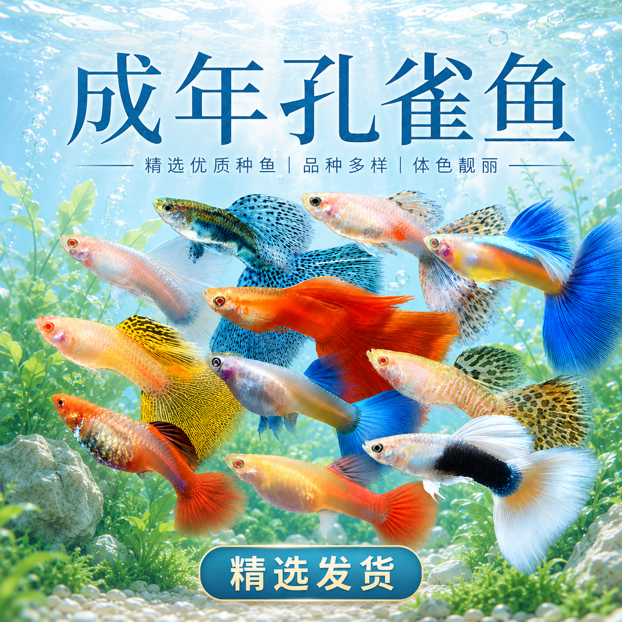 孔雀鱼活鱼观赏鱼纯种小型热带鱼活体淡水好养耐活鱼苗观赏鱼小鱼
