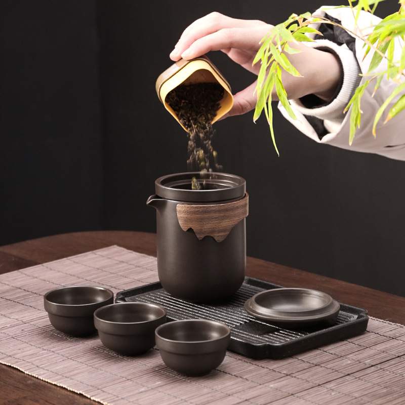 大容量紫砂防烫旅行茶具套装功夫户外车载快客杯茶水分离器泡茶壶
