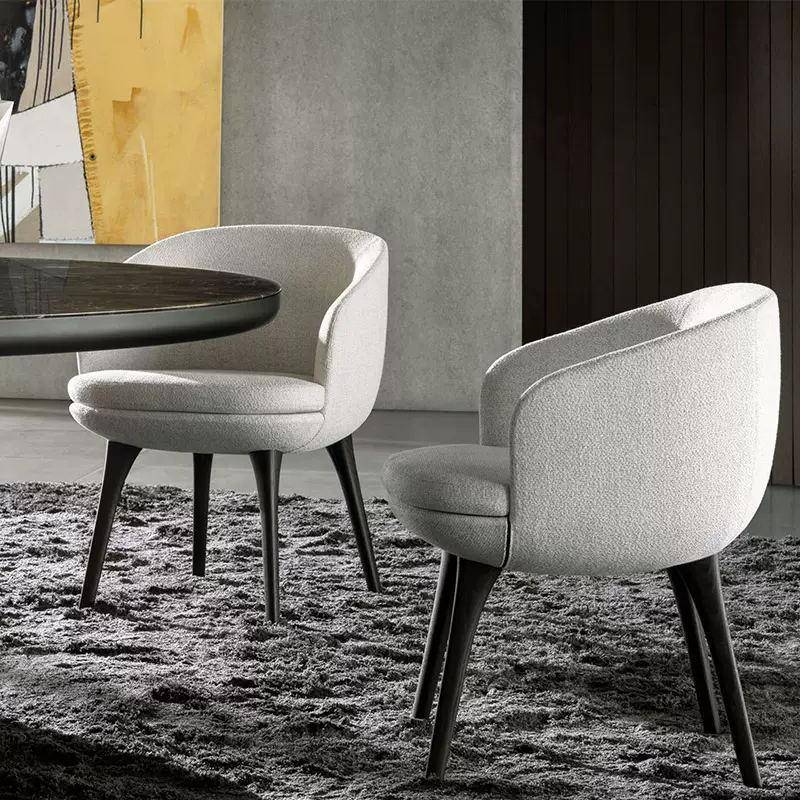 意式真皮餐椅家用休闲极简扶手椅子阳台书房化妆办公椅单人沙发椅