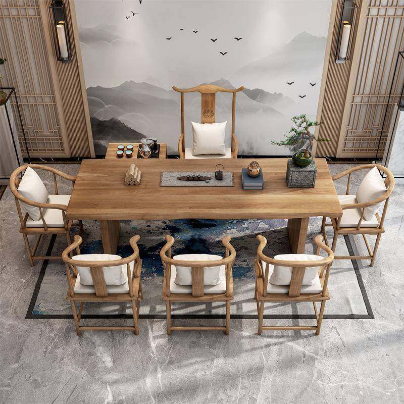 新中式实木茶桌椅组合简约客厅茶几办公室功夫大板茶桌家用泡茶桌