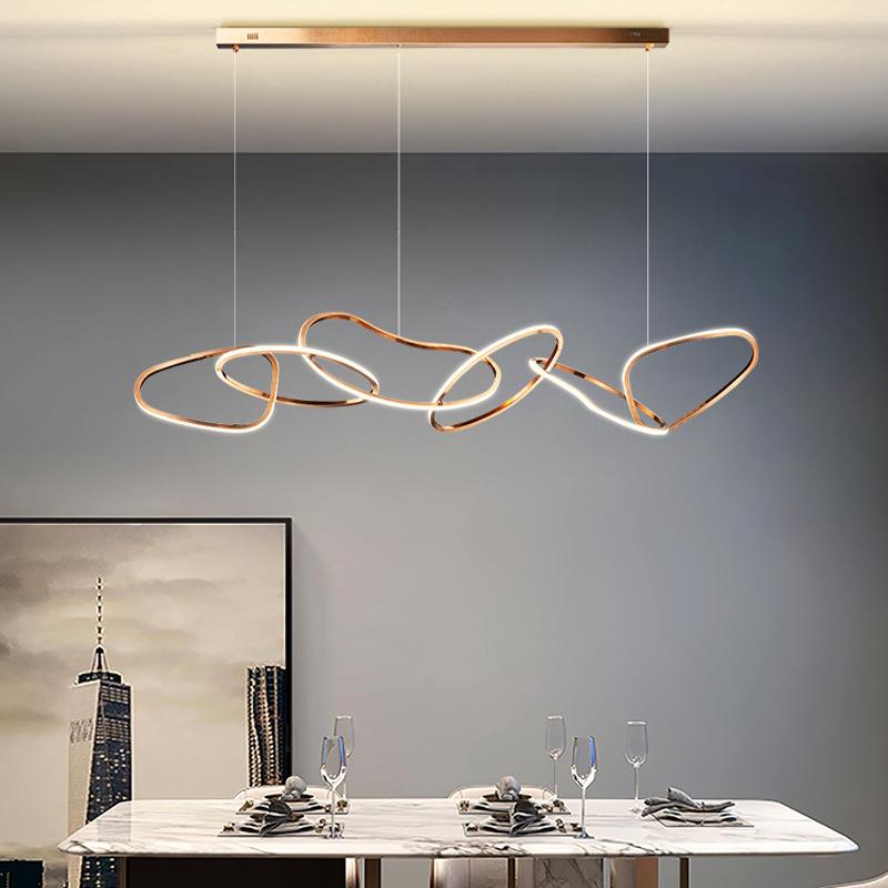 轻奢餐厅吊灯现代简约创意北欧家用设计师新款环形艺术吧台餐桌灯