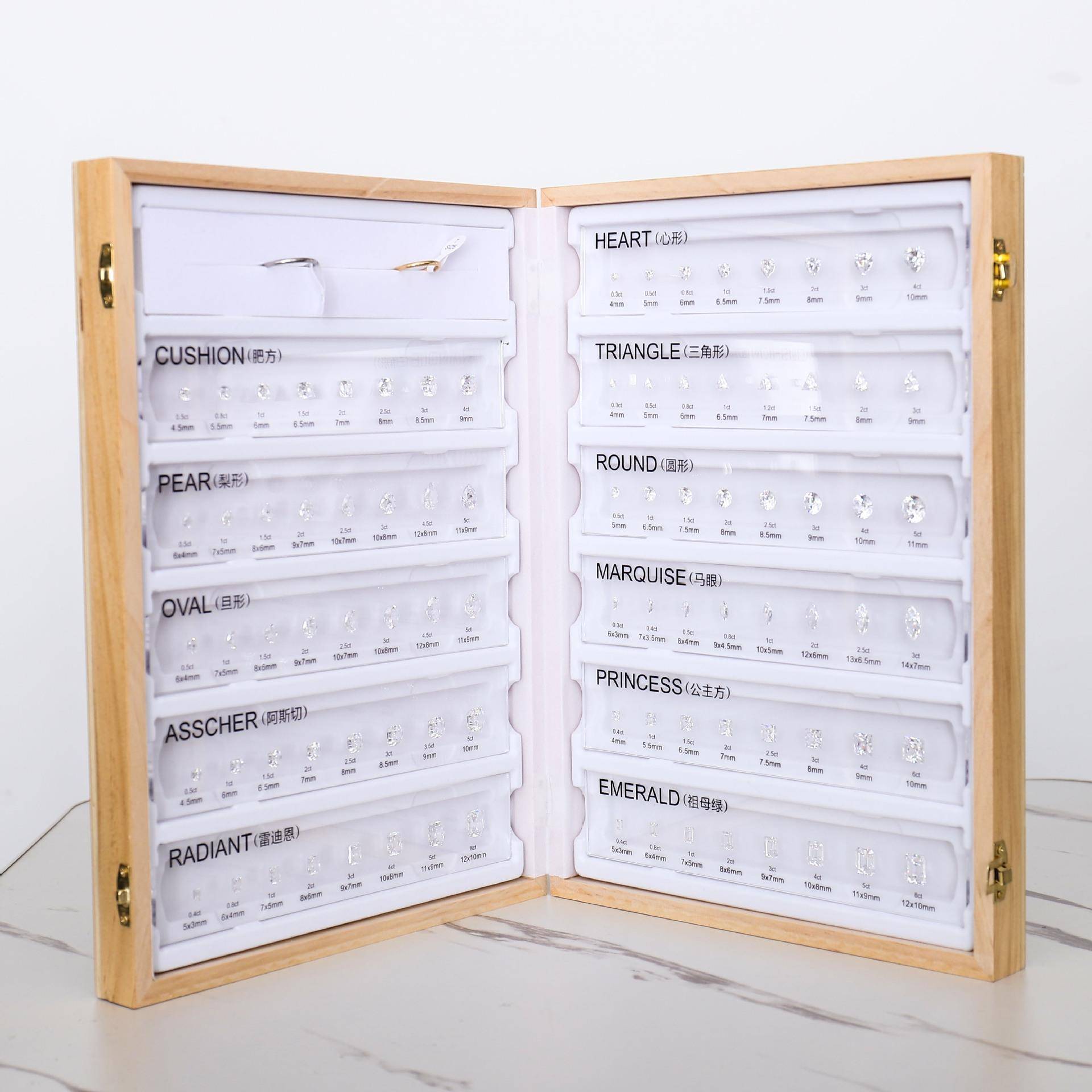 培育钻天然钻莫桑钻裸石各种规格尺寸对比圆形梨形祖母绿切雷迪恩