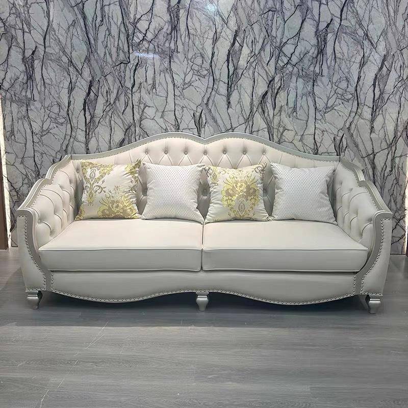 法式轻奢客厅组合真皮沙发香槟金欧式实木别墅高级感美式轻奢家具