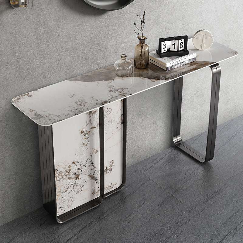 意式轻奢风岩板玄关桌现代简约大户型别墅高档大理石玄关台条案桌