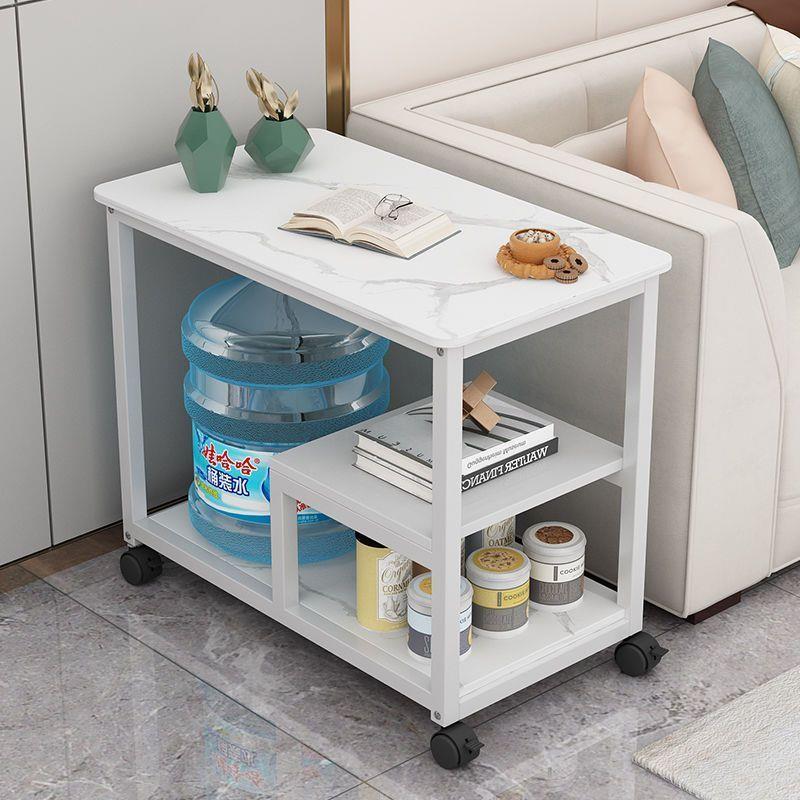 岩板桌子沙发边柜侧边简约茶水简易移动茶桌茶几带轮客厅置物架