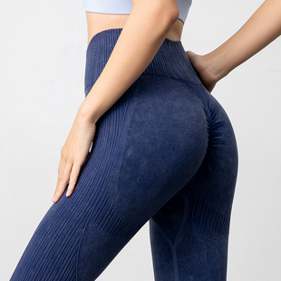 Crazy seed蜜桃臀健身裤女高腰紧身扎染弹力菊花裤运动显瘦瑜伽服