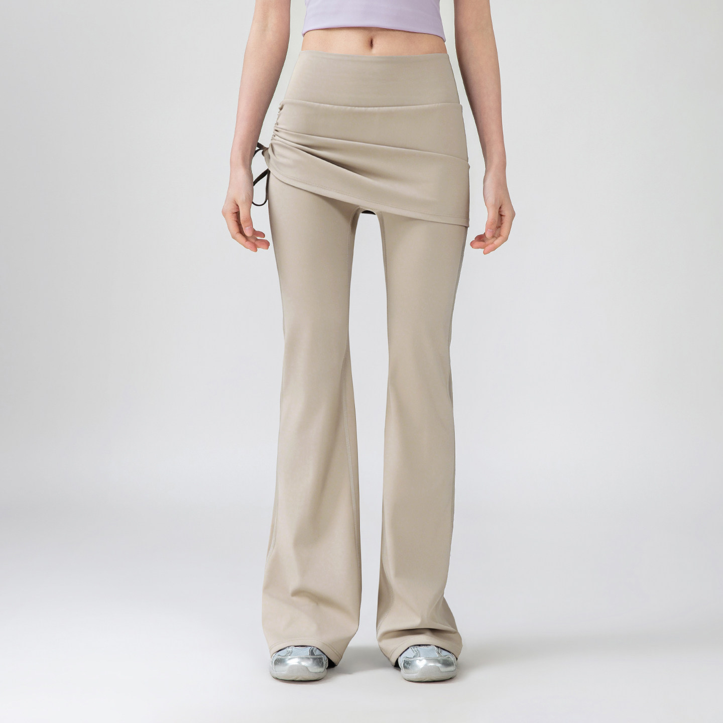 气质御姐假两件抽绳喇叭裤女修身显瘦遮臀微喇裤普拉提运动长裤,运动服/休闲服装,健身裤,淘宝优惠券,粉丝福利购,淘宝优惠卷