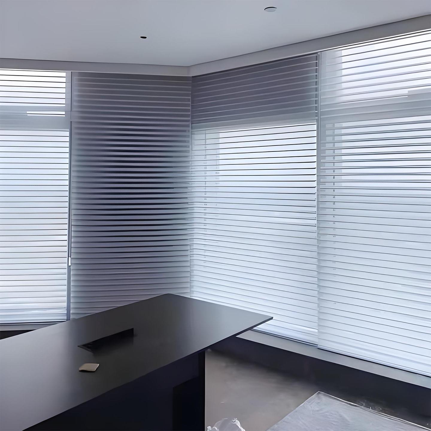 上海定制香格里拉百叶窗帘办公室阳光房阳台遮光手动电动上门安装